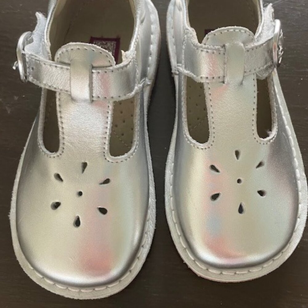 L’Amour Joy Silver T-Strap Mary Jane